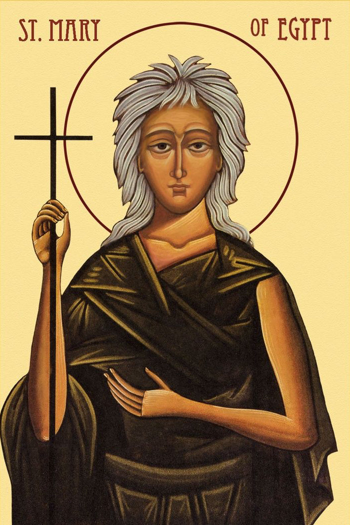 Orthodox Christian Icon of Saint Mary of Egypt – Mounted on Wood