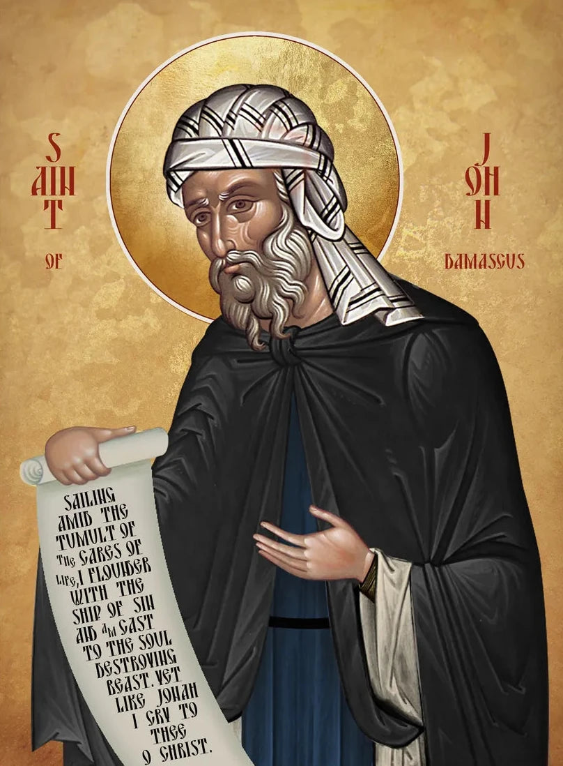 Orthodox Christian Icon of Saint John of Damascus – Mounted on Wood