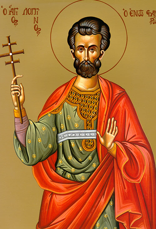 Orthodox Christian Icon of St. Longinus the Centurion – Mounted on Wood