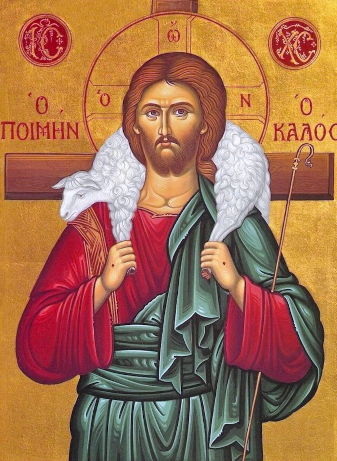 Orthodox Christian Icon of Christ the Good Shephard – Mounted on Wood