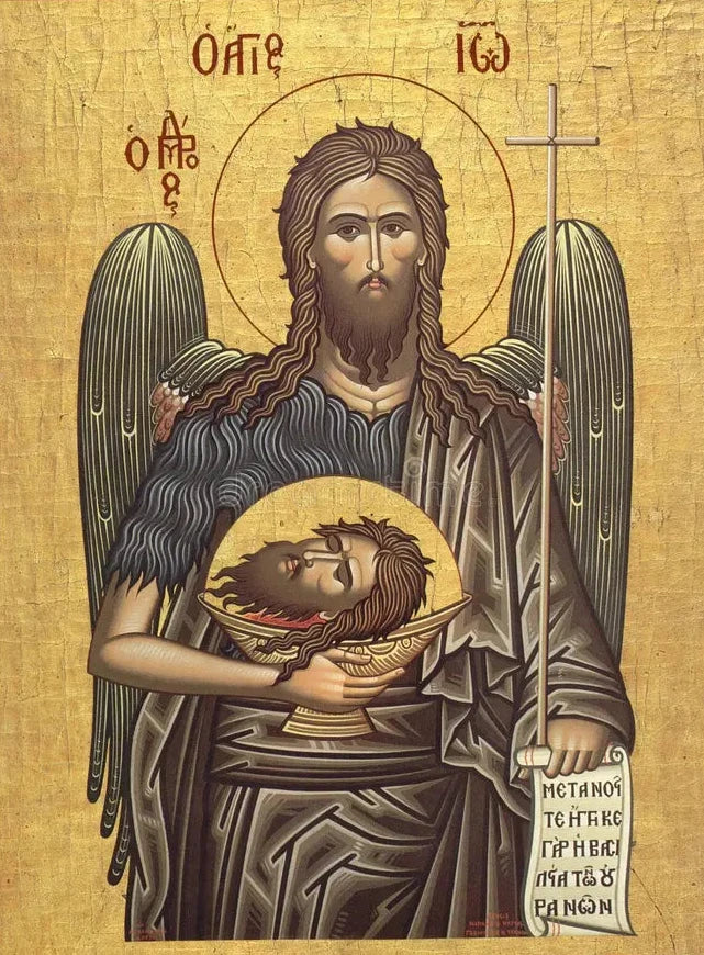 Orthodox Christian Icon of John the Baptist – Mounted on Wood